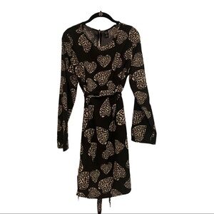Emery rose black dress with heart leopard print and‎ mid tie